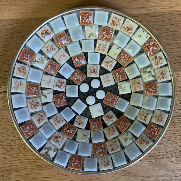 VTG Mosaic Tile Trinket Dish MCM Bowl Retro 60s 70s Jewelry Handcrafted Boho. - Picture 2 of 5